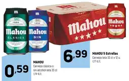 Coviran Mahou cerveza clásica o sin alcohol oferta