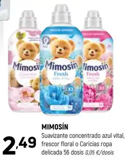 Coviran Mimosín Suavizante concentrado azul vital, frescor floral o Caricias ropa delicada oferta