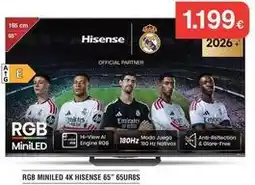 Milar Hisense - rgb miniled 4k 65 65ur8s oferta