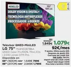 El Corte Inglés Lg - televisor qned-miniled 75 75qned87b6a oferta