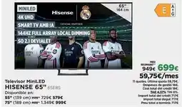El Corte Inglés Hisense - televisor 65 65e68 oferta