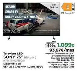 El Corte Inglés Sony - televisor led 75 bravia 2 oferta