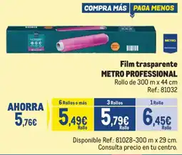 Makro Metro Professional film trasparente oferta