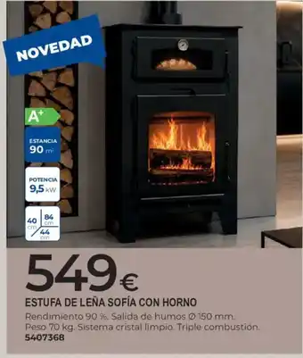 Estufa de leña sofía con horno