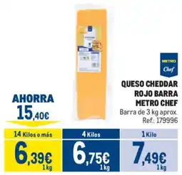 Makro Metro Chef queso cheddar rojo barra oferta