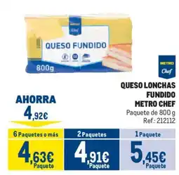 Makro Metro Chef queso lonchas fundido oferta