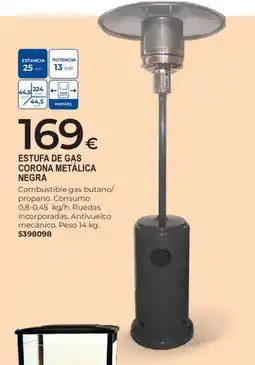 BigMat Estufa de gas corona metálica negra oferta