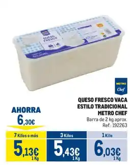 Makro Metro Chef queso fresco vaca estilo tradicional oferta