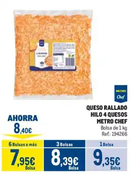 Makro Metro Chef queso rallado hilo 4 quesos oferta
