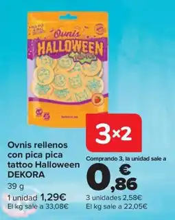Carrefour Ovnis rellenos con pica pica tattoo Halloween DEKORA oferta