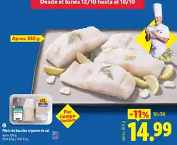 Lidl Pescaderia filete de bacalao al punto de sal oferta