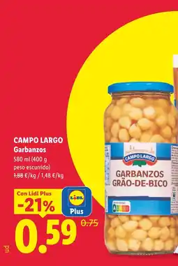 Lidl Campo Largo garbanzos oferta