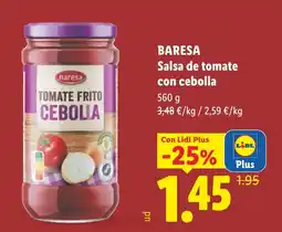 Lidl Baresa salsa de tomate con cebolla oferta