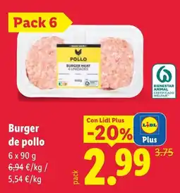 Lidl Lidl burger de pollo oferta