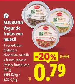 Lidl Milbona yogur de frutas con muesli oferta