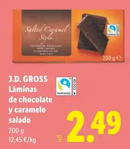 Lidl J.D. GROSS láminas de chocolate y caramelo salado oferta