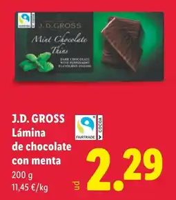 Lidl J.D. GROSS lámina de chocolate con menta oferta