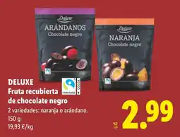 Lidl Deluxe fruta recubierta de chocolate negro oferta