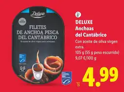 Lidl Deluxe filetes de anchoa pesca del cantábrico oferta