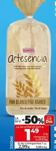 Maxi Dia Bimbo artesencia pan blanco/pão branco oferta