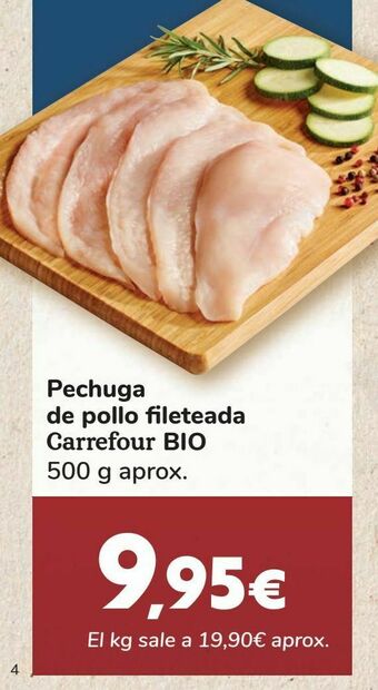 Carrefour Pechuga de pollo fileteada carrefour bio oferta
