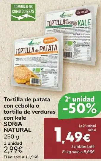 Carrefour Tortilla de patata con cebolla o tortilla de verduras con kale soria natural oferta