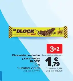Carrefour Block chocolate con leche y cacahuetes oferta