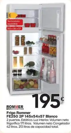 FROIZ Blanco - frigo rommer f2520 2p 145x54x57 oferta