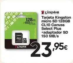 FROIZ Kingston - tarjeta micro sd 128gb cl10 canvas select plus + adaptador sd 150 mb/s oferta