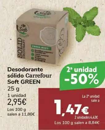 Carrefour Desodorante sólido carrefour soft green oferta
