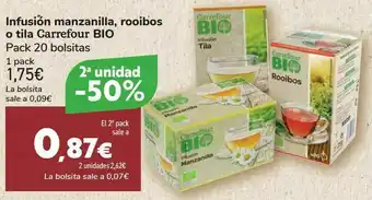 Carrefour Infusión manzanilla, rooibos o tila carrefour bio oferta