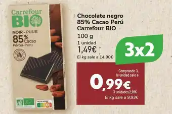 Carrefour Chocolate negro 85% cacao perú carrefour bio oferta