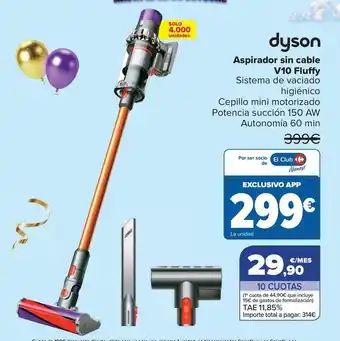 Dyson - aspirador sin cable v10 fluffy