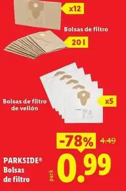 Ocine Parkside - bolsas de filtro oferta