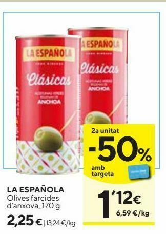 Caprabo Aceitunas rellenas de anchoa la española oferta