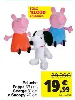 Carrefour Peluche peppa george o snoopy oferta