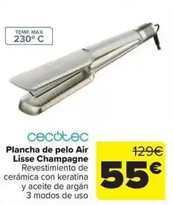 Carrefour Cecotec - plancha de pelo air lisse champagne oferta