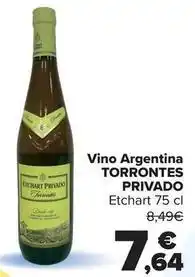 Carrefour Torrontes privado - vino argentina oferta