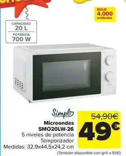 Carrefour Simpl - microondas smo20lw-26 oferta