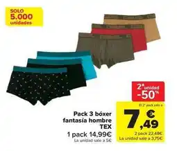 Carrefour Tex - pack 3 boxer fantasia hombre oferta