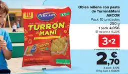 Carrefour Arcor oblea rellena con pasta de turrón&maní oferta