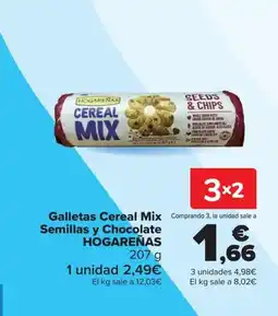 Carrefour Hogareñas galletas cereal mix semillas y chocolate oferta