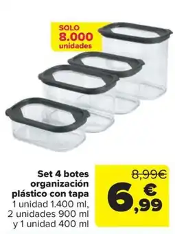 Carrefour Set 4 botes organización plástico con tapa oferta