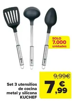 Carrefour Kuchef set 3 utensilios de cocina metal y silicona oferta