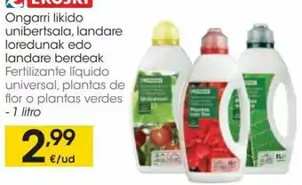 Eroski fertilizante líquido universal, plantas de flor o plantas verdes