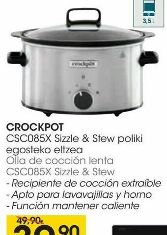 Eroski Crockpot olla de cocción lenta csc085x sizzle & stew oferta