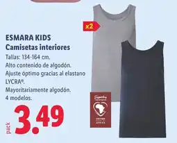 Lidl Esmara Kids Camisetas interiores oferta