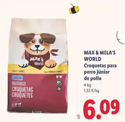 Lidl Max & Mila's World croquetas para perro júnior de pollo oferta