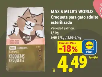 Max & Mila's World croqueta para gato adulto esterilizado