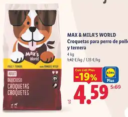 Lidl Max & Mila's World croquetas para perro de pollo y ternera oferta